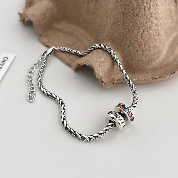 Bracelets à maillons Vintage faits à la main, perles de Zircon colorées, bracelet à breloques pour femmes, bracelet en argent thaïlandais, cadeau, bijoux de fête Sl160