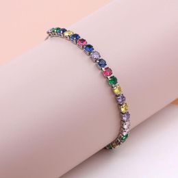 Bracelets à maillons Vintage polyvalents colorés en zircone cubique, Push-pull réglables pour hommes et femmes, bijoux bohème