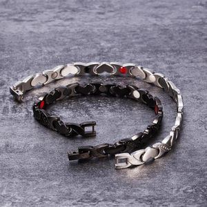 Pulseras de enlace Vinterly Magnetic para mujeres Corazón Cross Cross Steel Bracelet femme Germanium Energía de la salud