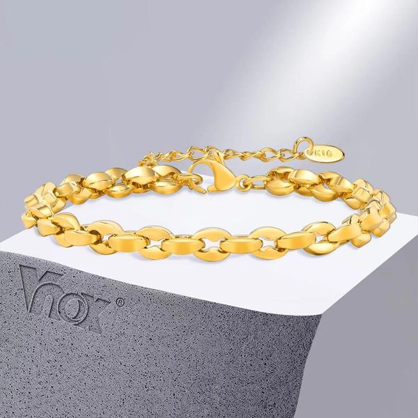 Bracelets à maillons Vnox Chic, chaîne de couleur or pour femmes et filles, cadeaux de fête d'anniversaire de noël à maman, femme, petite amie