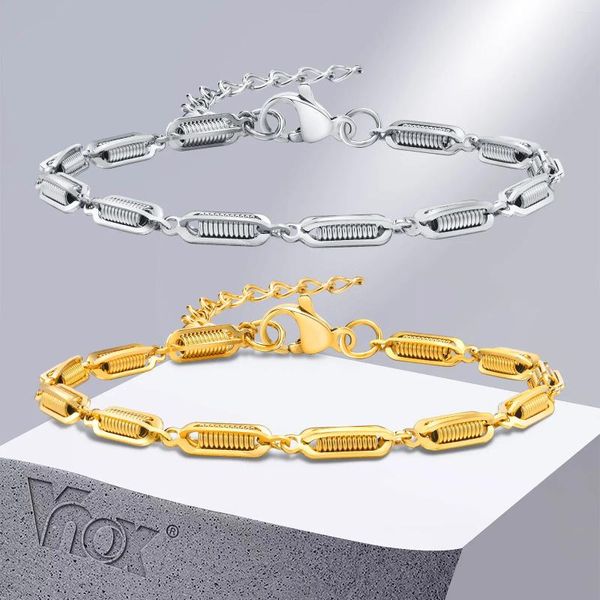 Bracelets à maillons Vnox Cool chaîne en forme de printemps pour femmes hommes élégant en acier inoxydable Tube rond liens bracelet