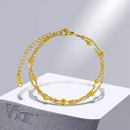 Bracelets à maillons Vnox à la mode Double chaîne satellite pour femmes couleur or bracelet en acier inoxydable cadeaux d'anniversaire de noël à maman BFF