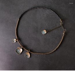 Bracelets à maillons en pierre volcanique, en cuivre Antique, bijoux pour hommes, loisirs de rue européens et américains, multicouches pour femmes