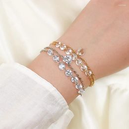 Link Armbanden Water Drop Zirconia Bracelet Iced for Women Gold Color Men Multi-Story Chain Female Jewelry