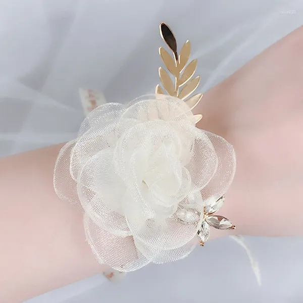 Bracelets à maillons pour mariage, fleur, perle, Corsage, couvre-chef, pièces de cheveux pour petite fille, utile ML