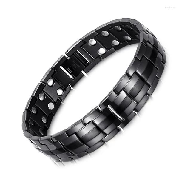 Bracelets à maillons WelMag Bracelet magnétique en acier inoxydable Bio énergie pour hommes pression artérielle mode Double aimant bijoux Bracelet