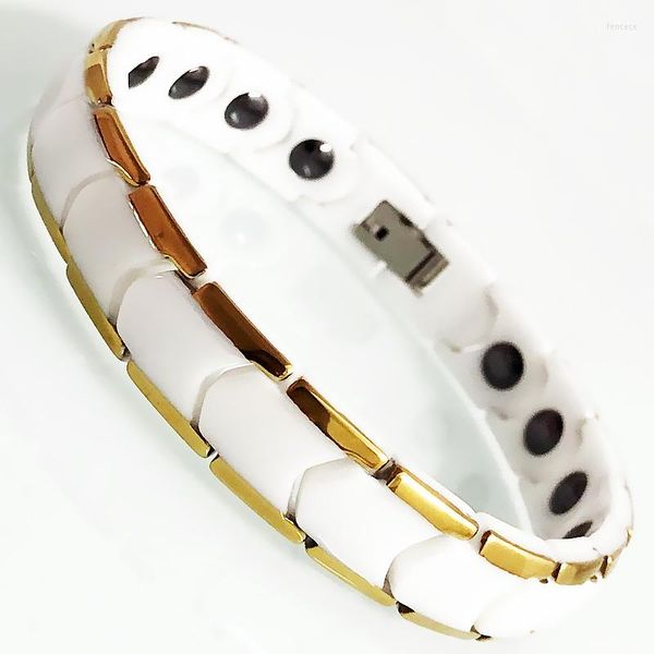 Pulseras de eslabones para hombre, brazalete magnético de terapia de germanio para el cuidado de la salud, brazalete de joyería para hombre y mujer, cadena de mano