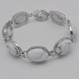 Link Bracelets White Turquoise Stone Beads Bangle Bangle de 8 pulgadas Joyas para mujer G063
