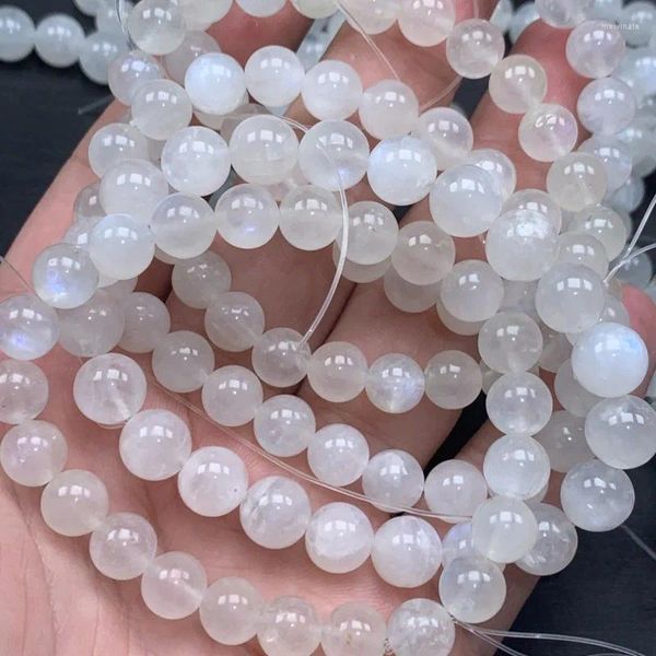 Bracelets à maillons en gros 1 pièces bracelet de perles de pierre de lune blanche naturelle 8mm 9mm 10mm ronde véritable pierre précieuse semi-précieuse bijoux 18cm