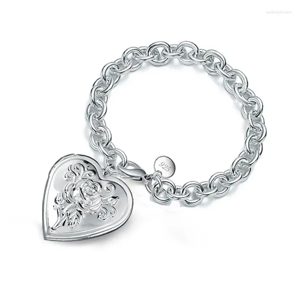 Bracelets à maillons en forme de cœur, vente en gros, bijoux pour femmes et filles, grande Promotion, cadeau d'amoureux en argent Sterling 925, vente en gros