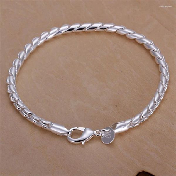 Pulseras de eslabones, venta al por mayor, cadena de cuerda para hombres y mujeres, Color plateado, regalo de boda, fiesta, joyería de moda, regalos de Navidad JSH210