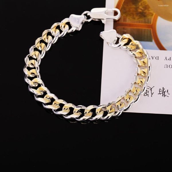 Pulseras de enlace Precio al por mayor Noble Men 10 mm Hermoso Bracelet Gold Color Fashion Fashion Wedding Lady Jewelry