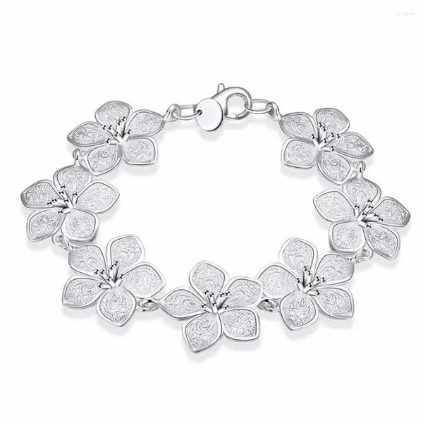 Pulseras de eslabones Venta al por mayor Pulsera chapada en plata Charm KN-H317 Flor para mujer Brazaletes de diseño de joyería de moda