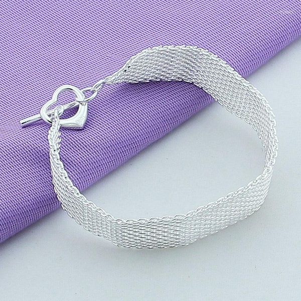 Lien Bracelets En Gros Argent Plaqué Maille Pour Mariage Femmes Chaîne Charme Bijoux De Mode Beau Cadeau