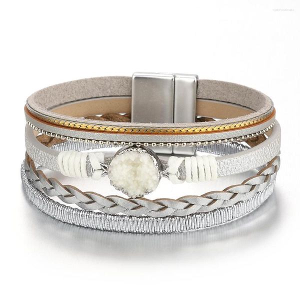 Bracelets de liaison en gros petit bijou alliage tressé de corde bracelet de gravier de gravier de la Force magnétique simple