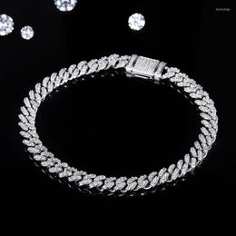 Lien Bracelets Largeur 6mm 925 Argent Incrusté De Moissanite Hip Hop Bijoux Chaîne Cubaine Collier Pour Hommes