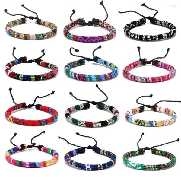 Lien Bracelets Carte de Souhait Bohème Vent Couleur Cire Corde Bracelet Pour Femmes Hommes Multicolore Cordon Tissé Tressé Hippie Amitié