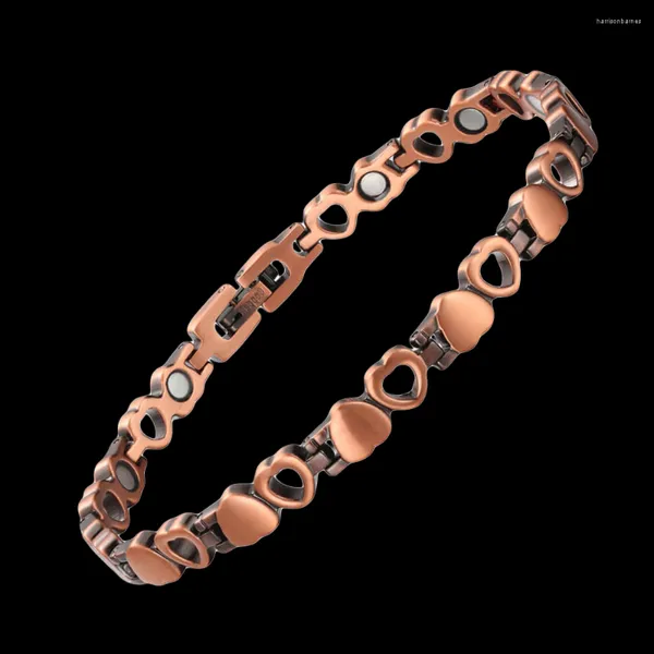 Link Bracelets Wollet Heart Patrón de cobre Magnético para mujeres con imanes regalo Mom esposa Día de la mujer