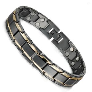 Link armbanden wollet sieraden magnetische armband voor mannen zwarte kleur dubbele rij magneten genezende energie gezondheidszorg 5 in 1