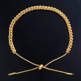 Bracelets à maillons pour femmes, plaqué or, blé réglable, en acier inoxydable, chaîne à main avec rallonge, bijoux