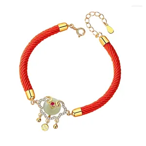 Link armbanden Xiangyun Ruyi Lock en Tian Yu Red Rope Bracelet Women's S925 Sterling Silver Chinese stijl Honmei Nian Hand Jewelry