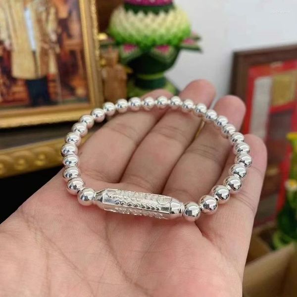 Lien Bracelets XiYuan Couleur Argent Mode Et Dominateur Artisanat Marque Thai Bouddha Deux Imprimer Trois Chaîne Perle Bracelet