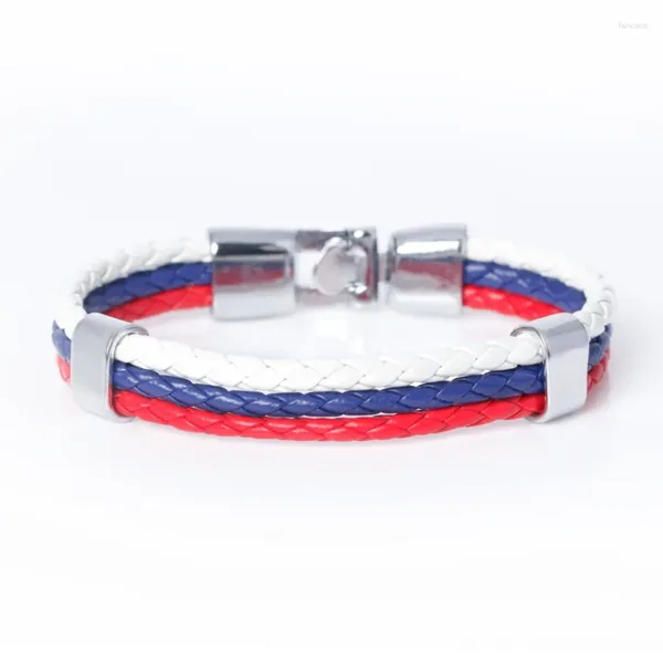 Pulseras de enlace XQNI Moda de moda Bandera nacional Cuerda de cuero para hombres Mujeres Casual Multicapa Vendaje Charm Amistad