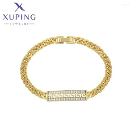 Bracelets à maillons Xuping, bijoux, breloque à la mode, couleur or clair, pour femmes et filles, X000448548