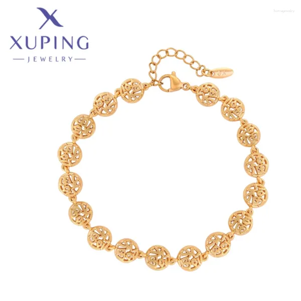 Link Bracelets Xuping Joyas Llegada Estilo de moda Forma FUS FULA Color de oro para mujeres Regalo de Navidad X000695329