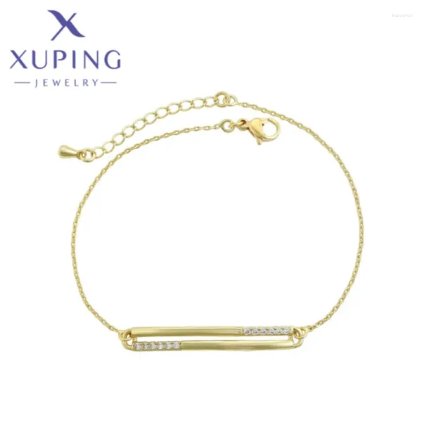 Link Bracelets Xuping Joyas Llegada Fashion Triangle Forma Color de oro Light Romantic para mujeres Regalos de cumpleaños A00918743