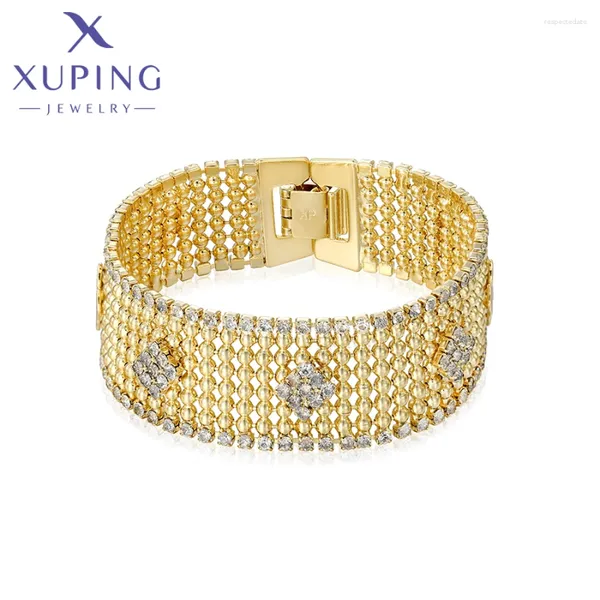 Link Bracelets Xuping Joyas Llegada Luxury European Gold Big Hand For Women Love Birthday Gift x000925717