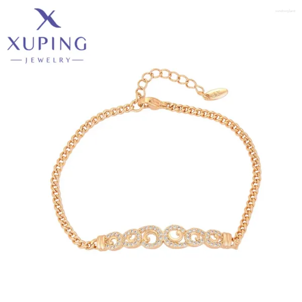 Pulseras de enlace Xuping Joyas Geometría de moda Bracelet de color oro para mujeres Cumpleaños de cumpleaños Regalo X000720240