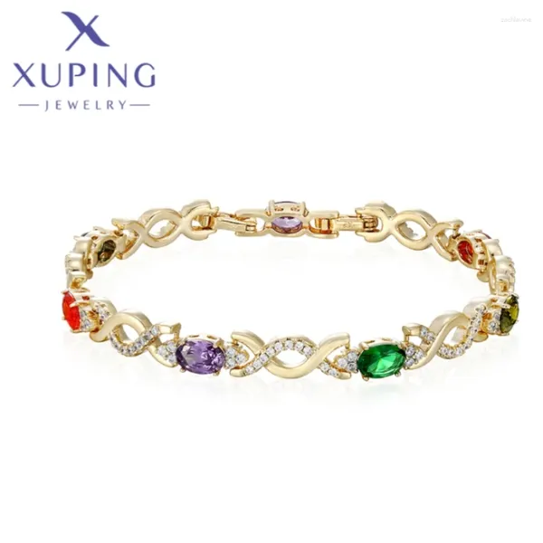 Pulseras de enlace Xuping Joyas de moda Exquisito Elegante Simple Pulsera para mujeres Regalos de Navidad Color de Oro de Oro X000822062