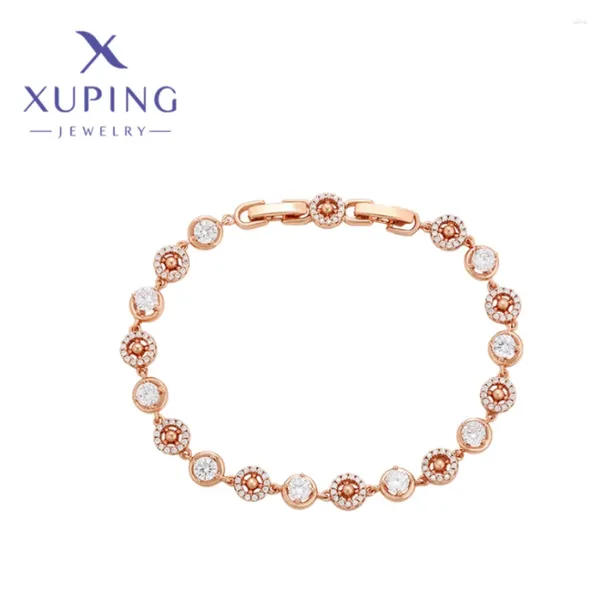 Link Bracelets Xuping Joyas de moda exquisita Elegante forma circular Color Rose Rose Color Regalos de Navidad X000768041