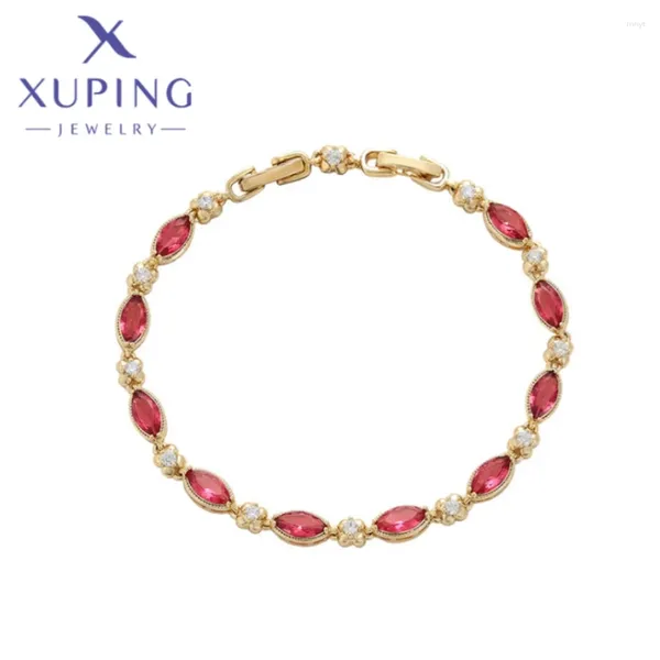Pulseras de enlace Xuping Joyas de moda Exquisito Elegante Sapera única Pulsera para mujeres Regalos de Navidad Color de Oro de Oro X000027808