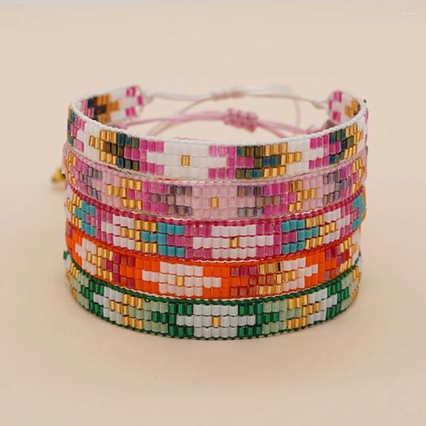 YASTYT – Bracelets à maillons pour femmes, flèches en mosaïque, perles MGB tressées, motif géométrique, 3 rangées, bijoux faits à la main, 2023