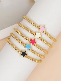 Link Armbanden Yastyt Email Star Charm Golden Bead Friendship Bracelet For Women Fashion Jewelry Sets verstelbaar