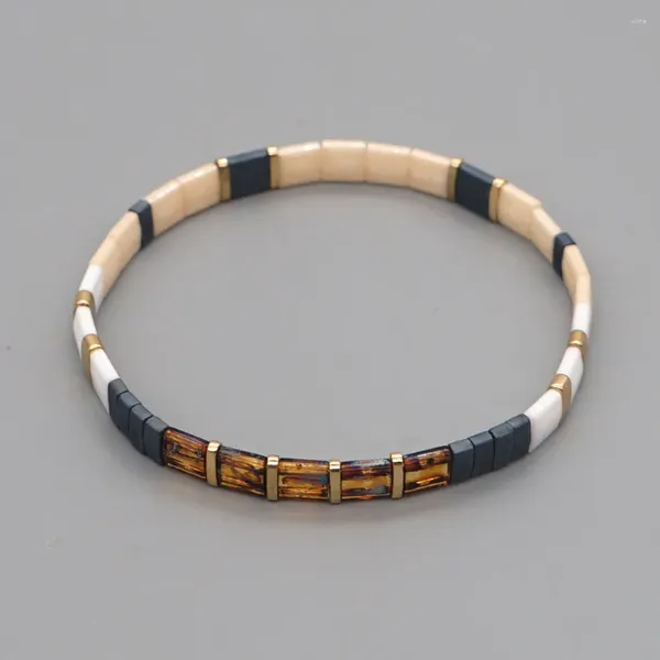 Bracelets à maillons YASTYT Miyuki Tila Bracelet pour femmes bijoux de mode accessoires ambre noir blanc or couleur perles bijoux cadeaux
