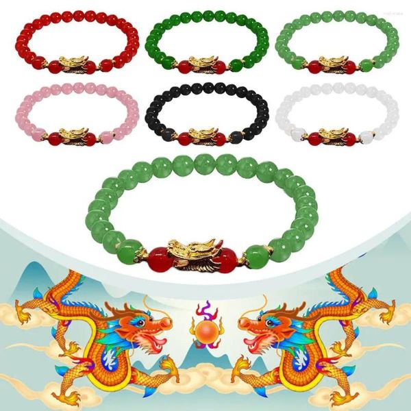 Bracelets à maillons année tête de Dragon Bracelet perlé mode richesse bonne chance bijoux cadeau pour amoureux E2V8