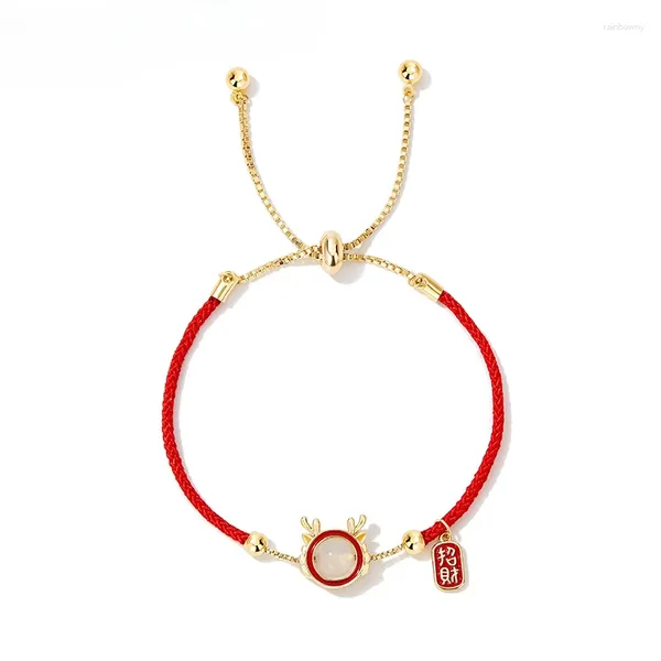 Bracelets à maillons en corde rouge pour femmes, pendentif d'attraction de richesse avec signification de Dragon, de bon augure, 2024