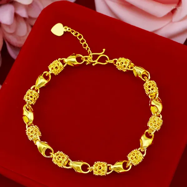 Lien Bracelets couleur or jaune pour femmes serrures chaîne Bracelet Bracelet Pulseira Femme mariage bijoux de mariée accessoire