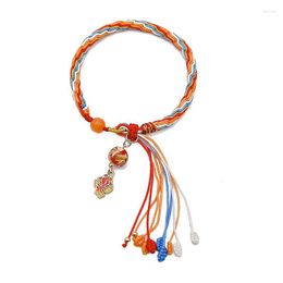 Pulseras de eslabones, brazaletes Yoimiya, pulsera para mujer, dijes de cuerda tejida a mano, joyería para parejas Shenhe de moda, Bransoletka Genshin clásico