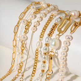 Bracelets à maillons pour femmes, chaîne en acier inoxydable avec perles exquises, Bijoux imperméables de haute qualité, 2024