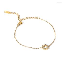 Bracelets à maillons Youthway luxe blanc zircon cubique Bracelet pour femmes réglable de haute qualité 18 K métal bijoux cadeau 2023