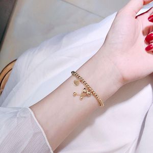 Link Armbanden Yun Ruo Good Fortune Calabash Stretch Bracelet Woman Birthday Gift Rose Gold Color Fashionum Stalen sieraden nooit vervagen