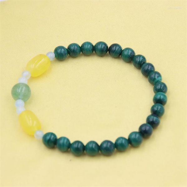 Bracelets à maillons ZFSILVER Tendance Pierre Naturelle Malachite Ambre Aigue-Marine Perle Corde Élastique Brecelets Bijoux Pour Femmes DIY Accessoires Fête