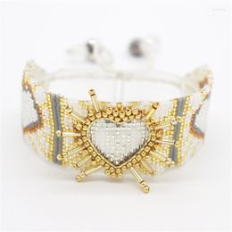 Link armbanden Zhongvi Ins Bracelet Classic Miyuki Heart Women Fashion Luxury Sieraden Love 3d Pulseras Mujer Moda vriendschapsgeschenken