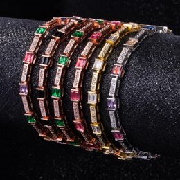 Link armbanden zirkon groene steenarmband hiphop sieraden goud kleur koper ijs ijs voor vrouwen vriendin cadeau 17 cm verlenging