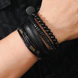 Bracelets à maillons ZORCVENS classique Bracelet en cuir tissé à la main multicouche hommes Punk perles Bracelet pour ami bijoux de charme cadeaux