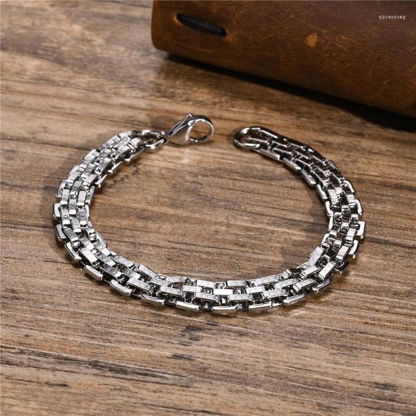 Lien Bracelets ZORCVENS Mode En Acier Inoxydable Végétalien Chaîne Punk Vintage Argent Couleur Bracelet Bijoux Pour Hommes Cadeaux